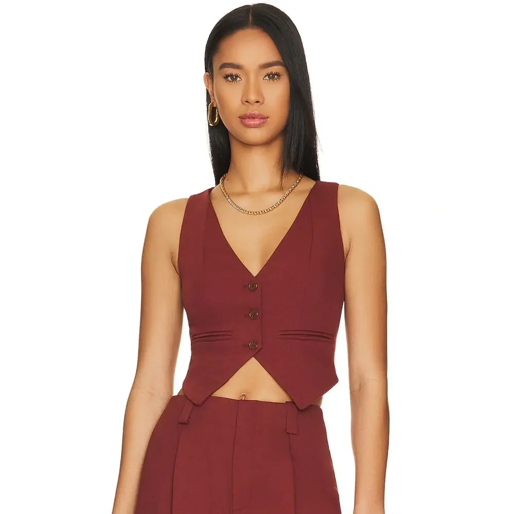 LPA x REVOLVE | Baldwin Vest Henna Rust Button Front Pockets Size Small